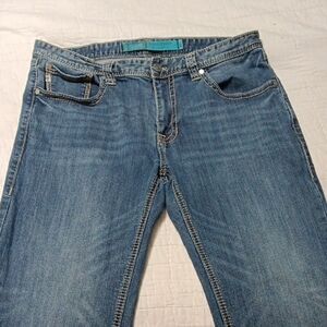 Blue Slim Straight Jeans with Natural Fading